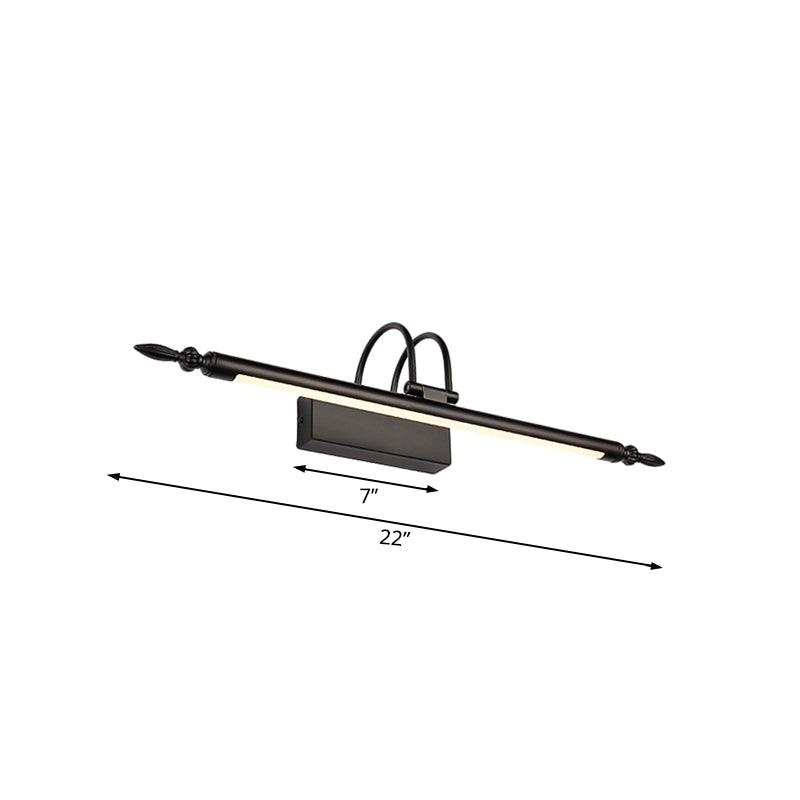Simple Style Linear Vanity Lighting Metallic 22"/26" Wide LED Bathroom Wall Light in Black, White/Warm Light Clearhalo 'Cast Iron' 'Glass' 'Industrial' 'Modern wall lights' 'Modern' 'Tiffany' 'Traditional wall lights' 'Vanity Lights' 'Wall Lights' Lighting' 132025