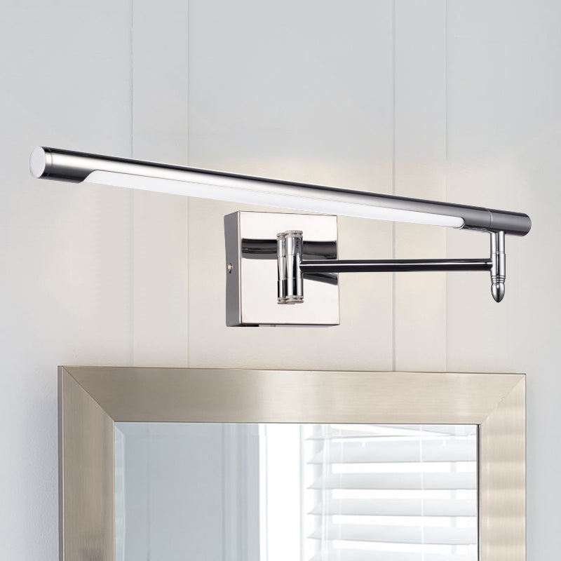 Mini Cylinder Metallic Vanity Light Modern LED Silver Adjustable Wall Sconce with Round/Square Backplate in Warm/White Lighting Clearhalo 'Cast Iron' 'Glass' 'Industrial' 'Modern wall lights' 'Modern' 'Tiffany' 'Traditional wall lights' 'Vanity Lights' 'Wall Lights' Lighting' 132029