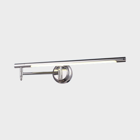 Mini Cylinder Metallic Vanity Light Modern LED Silver Adjustable Wall Sconce with Round/Square Backplate in Warm/White Lighting Clearhalo 'Cast Iron' 'Glass' 'Industrial' 'Modern wall lights' 'Modern' 'Tiffany' 'Traditional wall lights' 'Vanity Lights' 'Wall Lights' Lighting' 132033