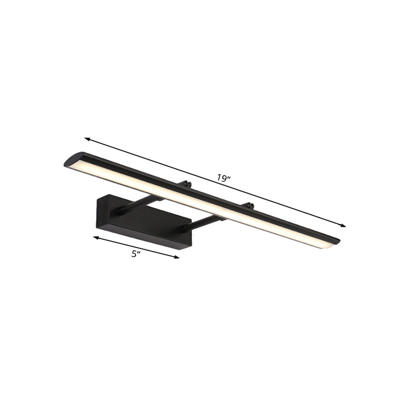 Linear Bathroom Vanity Lighting Fixture Acrylic LED Modernism Style Wall Lamp in Black/Chrome, 15"/19" Wide Clearhalo 'Cast Iron' 'Glass' 'Industrial' 'Modern wall lights' 'Modern' 'Tiffany' 'Traditional wall lights' 'Vanity Lights' 'Wall Lights' Lighting' 132042