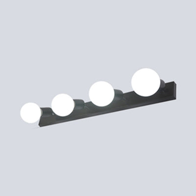 3/4 Heads Bedroom Vanity Lighting with Exposed Bulb Simple Style Metal Black/White Finish Wall Sconce Lamp 4.0 Black Clearhalo 'Cast Iron' 'Glass' 'Industrial' 'Modern wall lights' 'Modern' 'Tiffany' 'Traditional wall lights' 'Vanity Lights' 'Wall Lights' Lighting' 132085