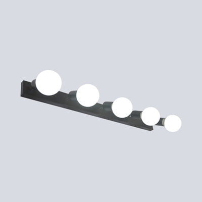 3/4 Heads Bedroom Vanity Lighting with Exposed Bulb Simple Style Metal Black/White Finish Wall Sconce Lamp 5.0 Black Clearhalo 'Cast Iron' 'Glass' 'Industrial' 'Modern wall lights' 'Modern' 'Tiffany' 'Traditional wall lights' 'Vanity Lights' 'Wall Lights' Lighting' 132087