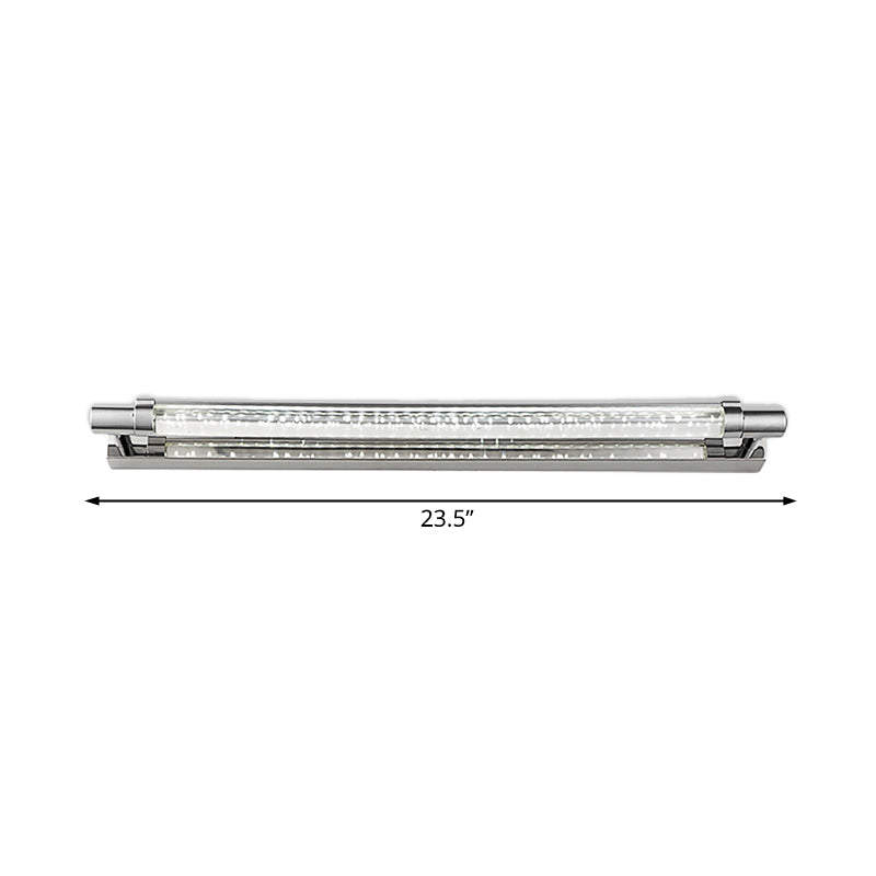 Pipe Acrylic Vanity Lighting Simple 1 Light Chrome LED Wall Mount Lamp in Warm/White/Third Gear Light for Bathroom, 19.5"/23.5" Wide Clearhalo 'Cast Iron' 'Glass' 'Industrial' 'Modern wall lights' 'Modern' 'Tiffany' 'Traditional wall lights' 'Vanity Lights' 'Wall Lights' Lighting' 132108