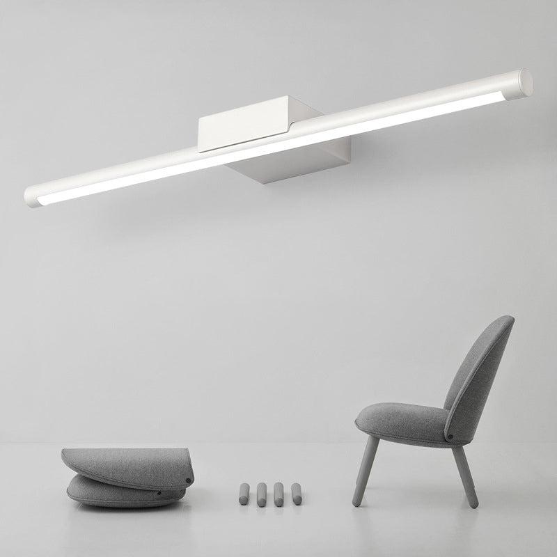 Simplistic LED Vanity Lamp with Acrylic Shade White Tubular Wall Sconce in Warm/White Light, 16"/19.5" Wide White Clearhalo 'Cast Iron' 'Glass' 'Industrial' 'Modern wall lights' 'Modern' 'Tiffany' 'Traditional wall lights' 'Vanity Lights' 'Wall Lights' Lighting' 132152
