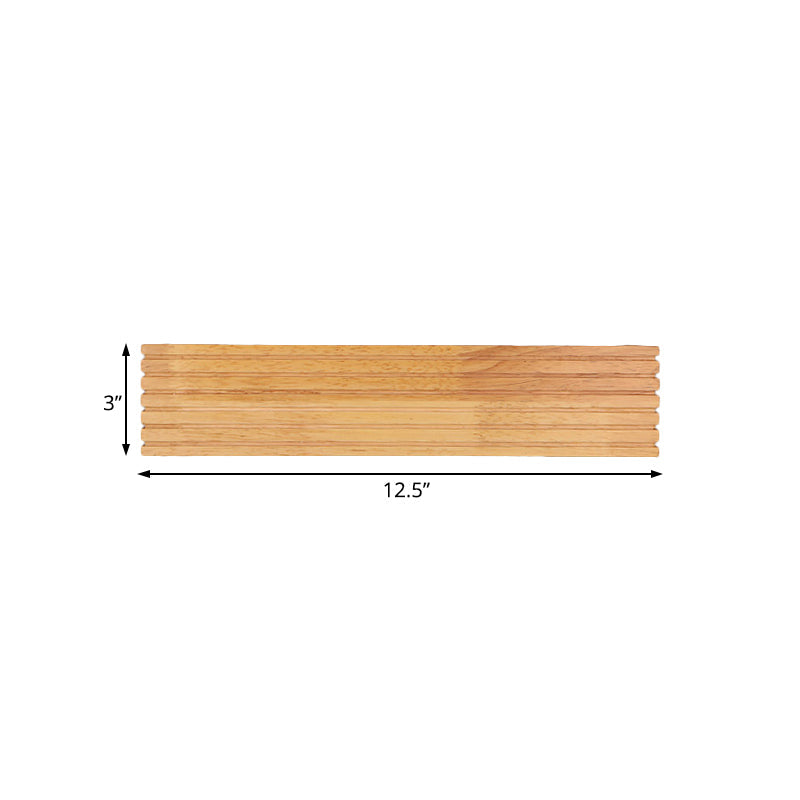 Striped Bedroom Wall Sconce Contemporary Wooden 14"/18"/21.5" Wide 1-Head Beige LED Up and Down Light Fixture in Warm/White Light Clearhalo 'Vanity Lights' 'Wall Lights' Lighting' 132279