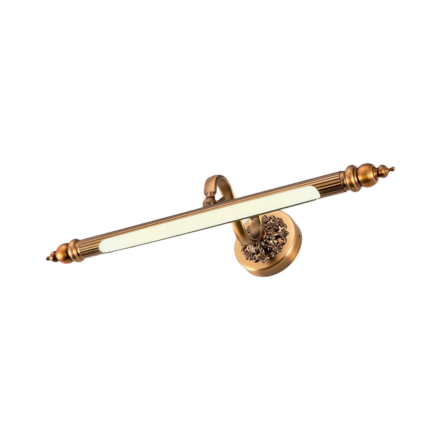 Brass Finish Tubular Wall Lamp Modernist 20"/24" Wide LED Metal Vanity Lighting in Warm/White Light over Mirror Clearhalo 'Cast Iron' 'Glass' 'Industrial' 'Modern wall lights' 'Modern' 'Tiffany' 'Traditional wall lights' 'Vanity Lights' 'Wall Lights' Lighting' 132308