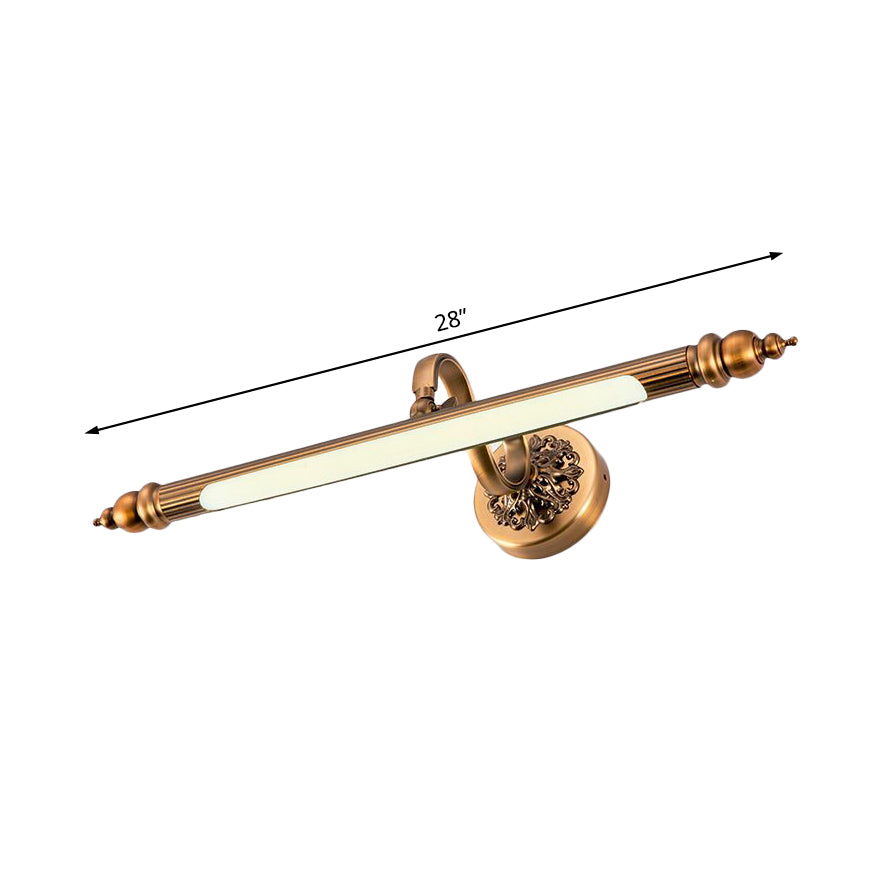Brass Finish Tubular Wall Lamp Modernist 20"/24" Wide LED Metal Vanity Lighting in Warm/White Light over Mirror Clearhalo 'Cast Iron' 'Glass' 'Industrial' 'Modern wall lights' 'Modern' 'Tiffany' 'Traditional wall lights' 'Vanity Lights' 'Wall Lights' Lighting' 132311