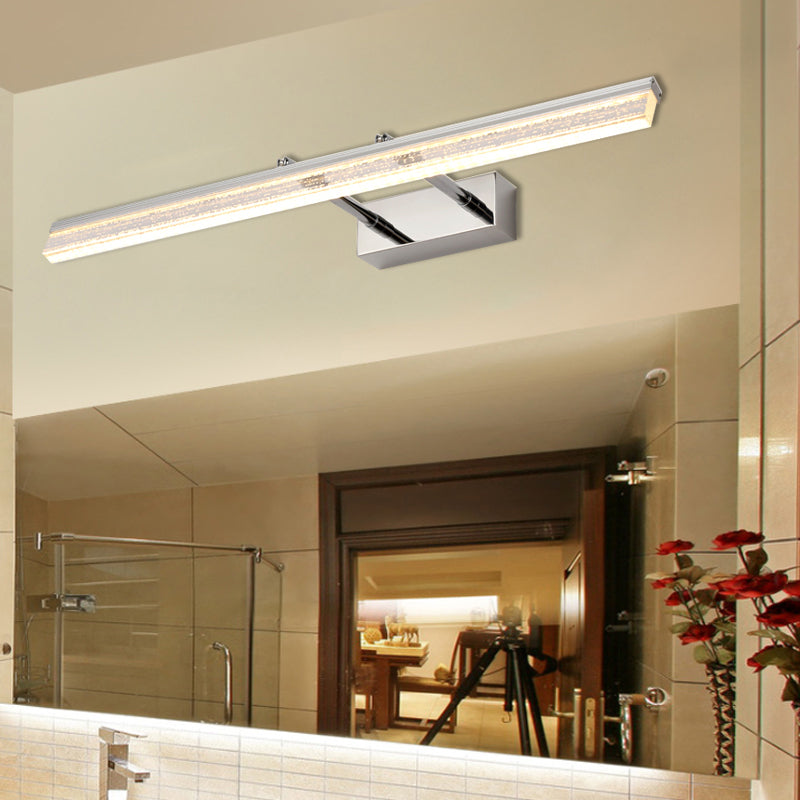 16"/23.5"/31.5" Wide Crystal Linear Wall Light Modern Chrome Adjustable Vanity Wall Sconce in Warm/White Light for Bathroom Chrome Warm Clearhalo 'Cast Iron' 'Glass' 'Industrial' 'Modern wall lights' 'Modern' 'Tiffany' 'Traditional wall lights' 'Vanity Lights' 'Wall Lights' Lighting' 132355