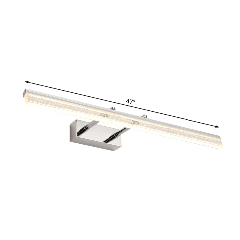 16"/23.5"/31.5" Wide Crystal Linear Wall Light Modern Chrome Adjustable Vanity Wall Sconce in Warm/White Light for Bathroom Clearhalo 'Cast Iron' 'Glass' 'Industrial' 'Modern wall lights' 'Modern' 'Tiffany' 'Traditional wall lights' 'Vanity Lights' 'Wall Lights' Lighting' 132362