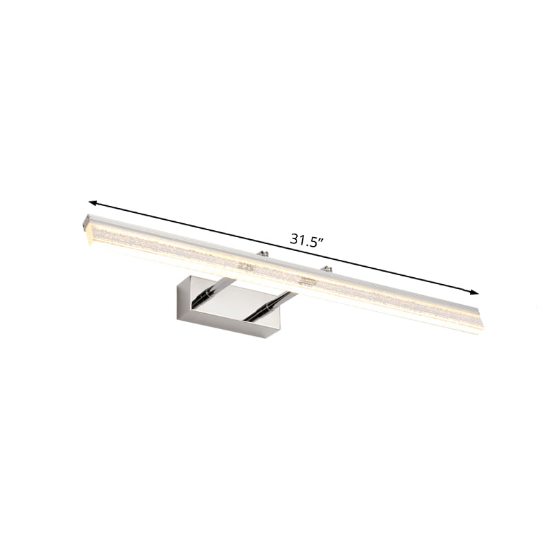 16"/23.5"/31.5" Wide Crystal Linear Wall Light Modern Chrome Adjustable Vanity Wall Sconce in Warm/White Light for Bathroom Clearhalo 'Cast Iron' 'Glass' 'Industrial' 'Modern wall lights' 'Modern' 'Tiffany' 'Traditional wall lights' 'Vanity Lights' 'Wall Lights' Lighting' 132365