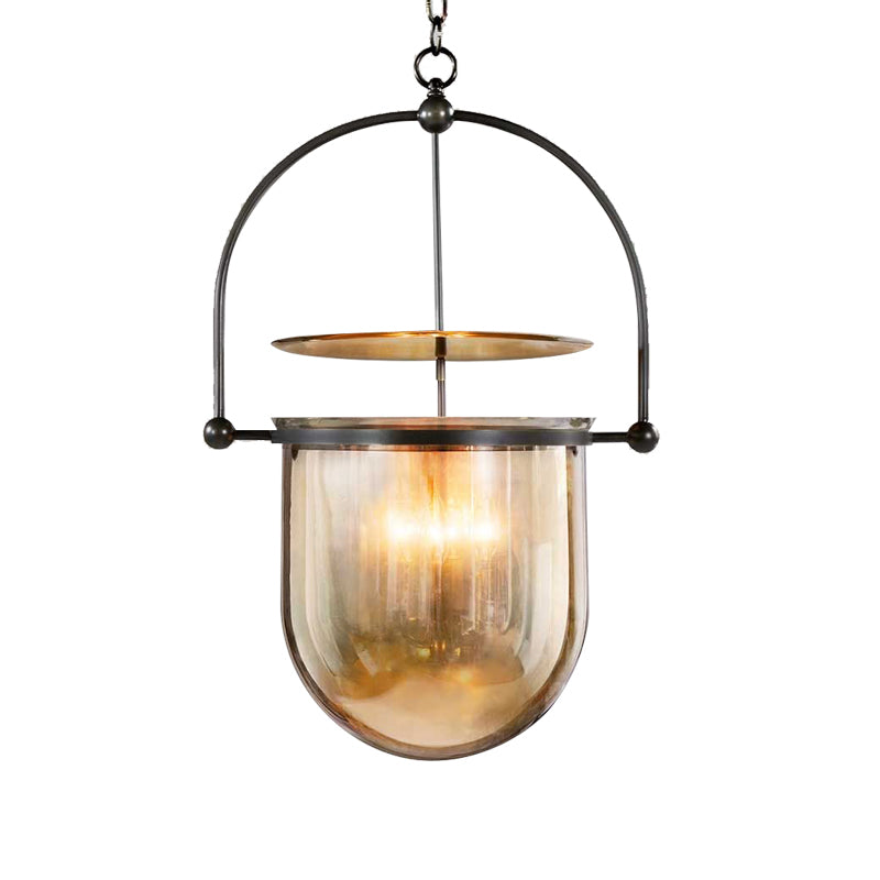 Dome Glass Shade Pendant Light Modern Metal 1 Lights Black/Brass Ceiling Hang Lamp Clearhalo 'Ceiling Lights' 'Close To Ceiling Lights' 'Glass shade' 'Glass' 'Modern Pendants' 'Modern' 'Pendant Lights' 'Pendants' Lighting' 135164