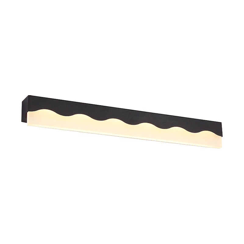 Metal Wave Design Vanity Light Fixture Modern Stylish LED Black/White Wall Mounted Lamp in Warm/White Light, 16"/23.5" W Clearhalo 'Cast Iron' 'Glass' 'Industrial' 'Modern wall lights' 'Modern' 'Tiffany' 'Traditional wall lights' 'Vanity Lights' 'Wall Lights' Lighting' 135276