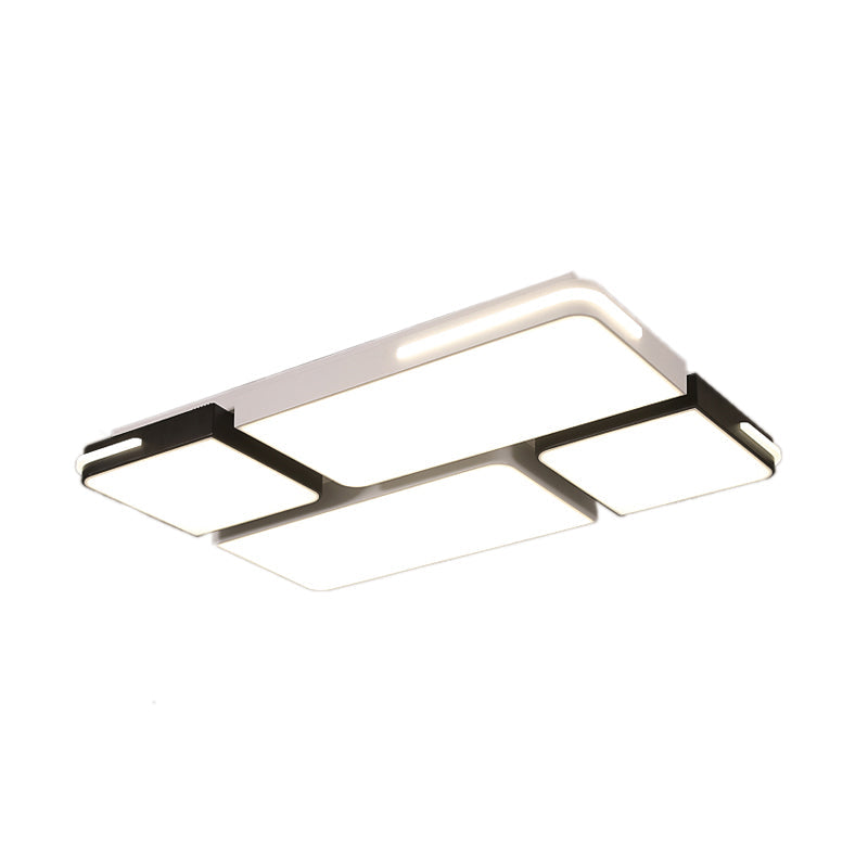 Square/Rectangle Acrylic Flush Pendant Light Contemporary 21.5"/37.5" Width LED White Flush Mount Lighting in White/Warm Lighting Clearhalo 'Ceiling Lights' 'Close To Ceiling Lights' 'Close to ceiling' 'Flush mount' Lighting' 135659