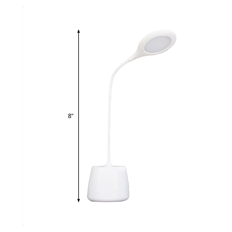 Blue/Pink/White Round Shade Standing Desk Lamp USB Charging LED Reading Light with Pen Holder Clearhalo 'Desk Lamps' 'Lamps' Lighting' 135809