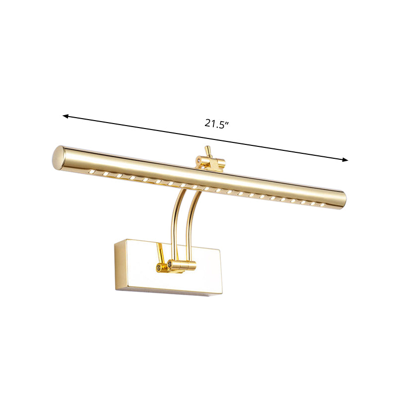 LED Bathroom Wall Mounted Lamp with Tubular Metal Shade Chrome/Gold Finish Vanity Lighting, 16"/21.5" Wide Clearhalo 'Cast Iron' 'Glass' 'Industrial' 'Modern wall lights' 'Modern' 'Tiffany' 'Traditional wall lights' 'Vanity Lights' 'Wall Lights' Lighting' 136235