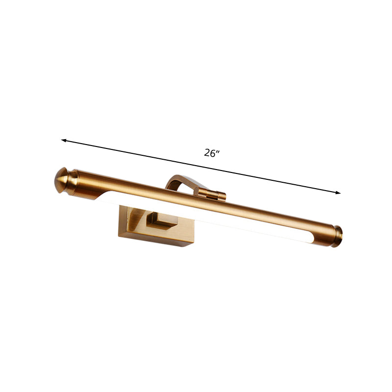 Contemporary Style LED Vanity Light with Metal Shade Gold Finish Tubed Wall Sconce Fixture for Kitchen, 20.5"/26" W Clearhalo 'Cast Iron' 'Glass' 'Industrial' 'Modern wall lights' 'Modern' 'Tiffany' 'Traditional wall lights' 'Vanity Lights' 'Wall Lights' Lighting' 136259
