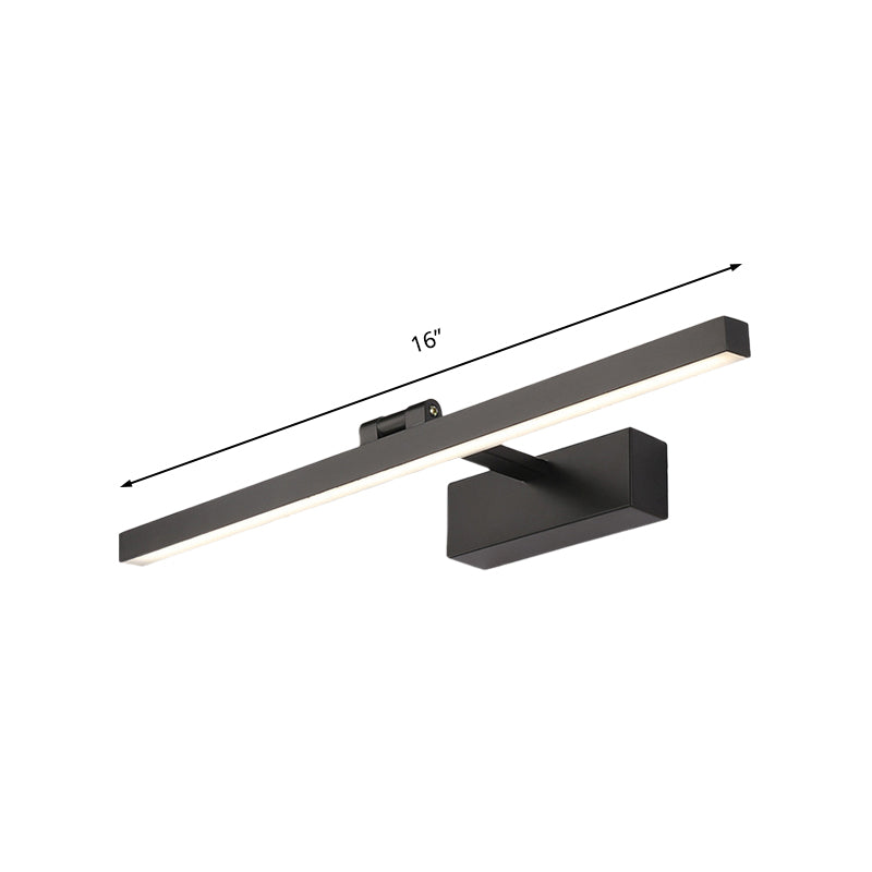 Simplistic Style Rectangle Aluminum Wall Lamp 16"/19.5" W LED Vanity Mirror Light in Black/White for Bathroom Clearhalo 'Cast Iron' 'Glass' 'Industrial' 'Modern wall lights' 'Modern' 'Tiffany' 'Traditional wall lights' 'Vanity Lights' 'Wall Lights' Lighting' 136269