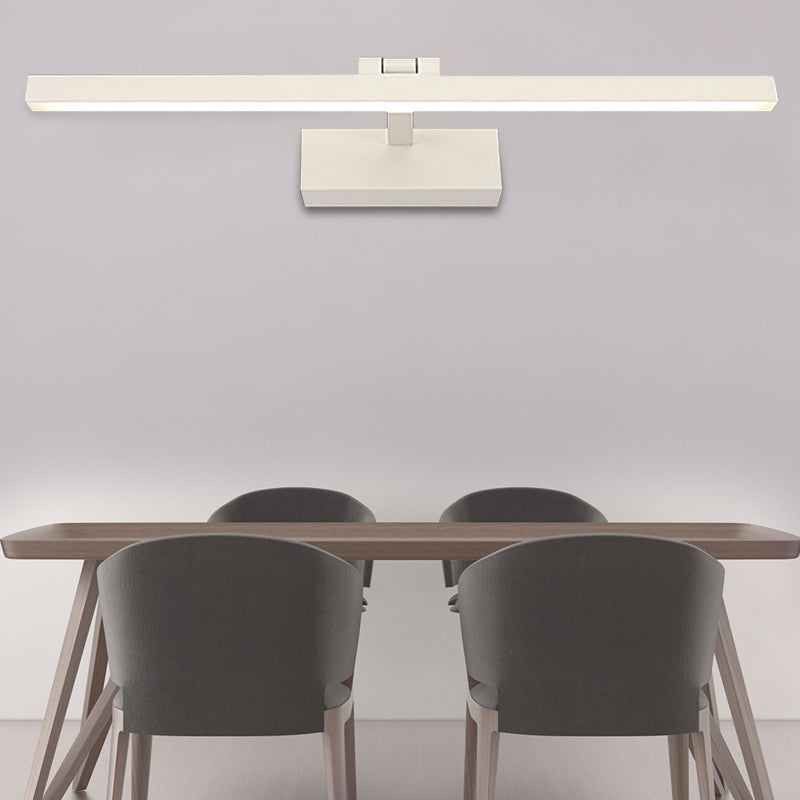 Simplistic Style Rectangle Aluminum Wall Lamp 16"/19.5" W LED Vanity Mirror Light in Black/White for Bathroom Clearhalo 'Cast Iron' 'Glass' 'Industrial' 'Modern wall lights' 'Modern' 'Tiffany' 'Traditional wall lights' 'Vanity Lights' 'Wall Lights' Lighting' 136276