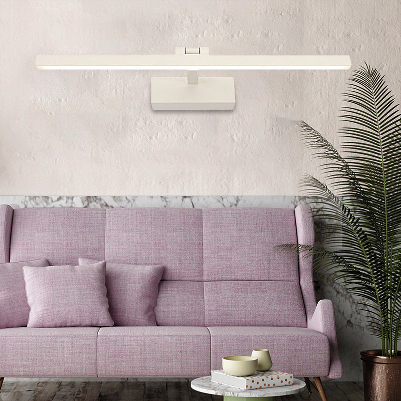 Simplistic Style Rectangle Aluminum Wall Lamp 16"/19.5" W LED Vanity Mirror Light in Black/White for Bathroom Clearhalo 'Cast Iron' 'Glass' 'Industrial' 'Modern wall lights' 'Modern' 'Tiffany' 'Traditional wall lights' 'Vanity Lights' 'Wall Lights' Lighting' 136279