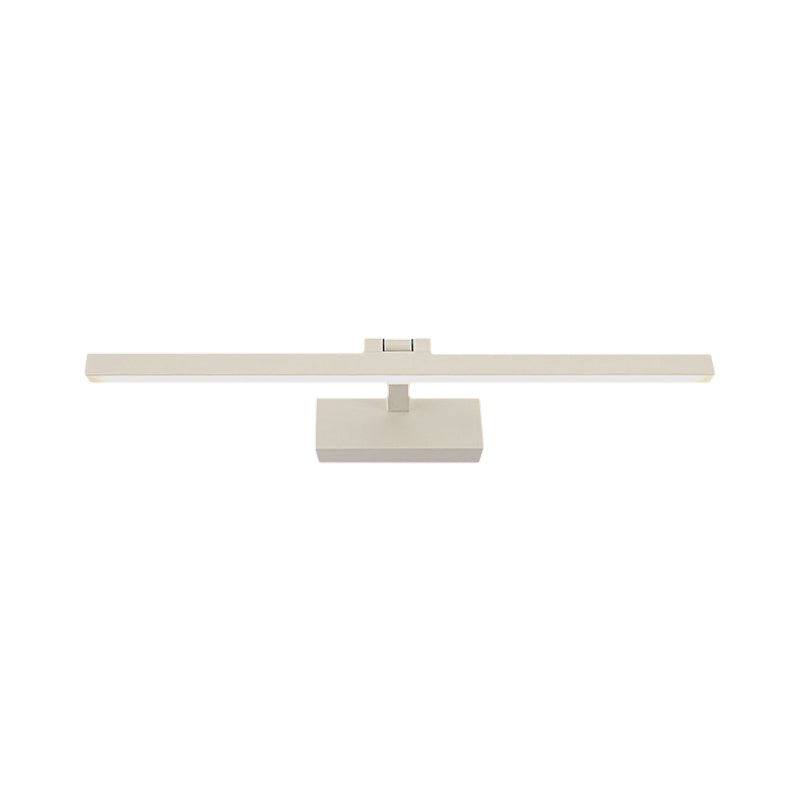 Simplistic Style Rectangle Aluminum Wall Lamp 16"/19.5" W LED Vanity Mirror Light in Black/White for Bathroom Clearhalo 'Cast Iron' 'Glass' 'Industrial' 'Modern wall lights' 'Modern' 'Tiffany' 'Traditional wall lights' 'Vanity Lights' 'Wall Lights' Lighting' 136280