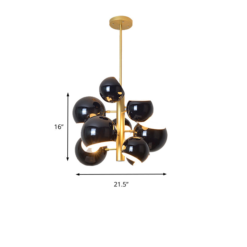 Stacked Simple Style Hanging Chandelier Light with Dome Metal Shade 10/13 Lights Black/White Hanging Light for Dining Room Clearhalo 'Ceiling Lights' 'Chandeliers' 'Modern Chandeliers' 'Modern' Lighting' 136509