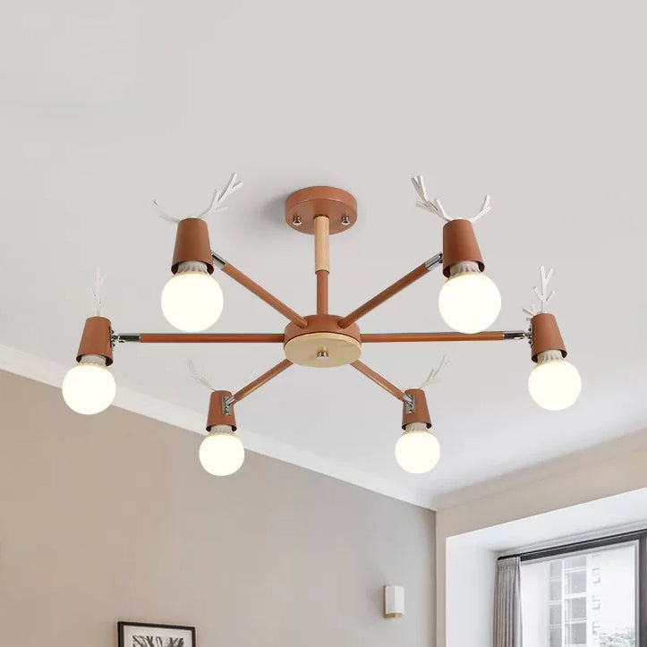 Bedroom Ceiling Lights Contemporary, Glass Ball Semi Flush Light Fixture with Antler for Children Clearhalo 'Ceiling Lights' 'Chandeliers' Lighting' options 13715