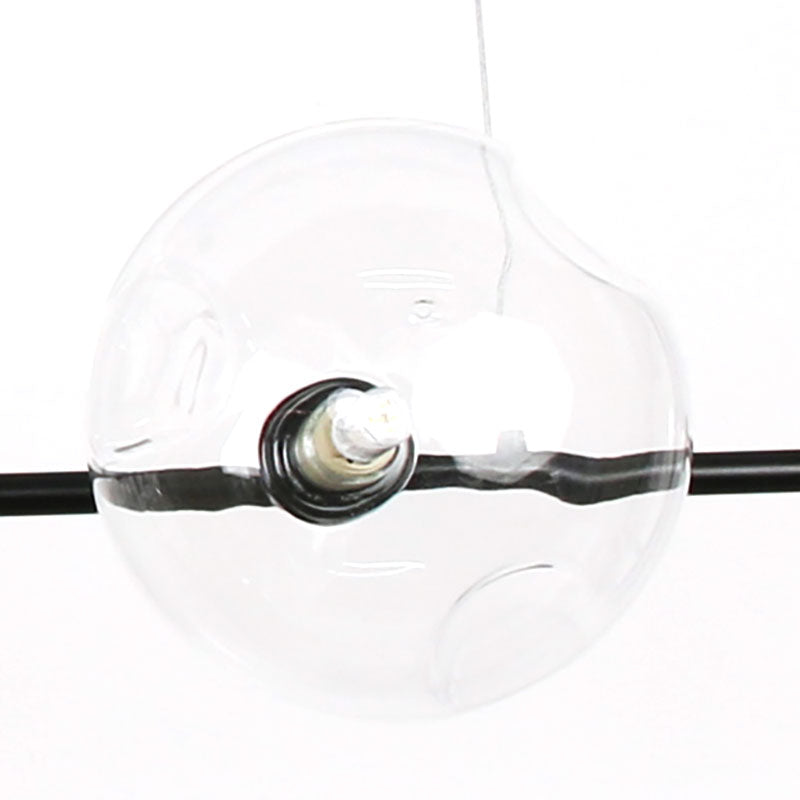 Glass Bubble Shade Hanging Chandelier for Restaurant 6 Lights Modern Metal Island Light in Black Clearhalo 'Ceiling Lights' 'Glass shade' 'Glass' 'Island Lights' Lighting' 137260