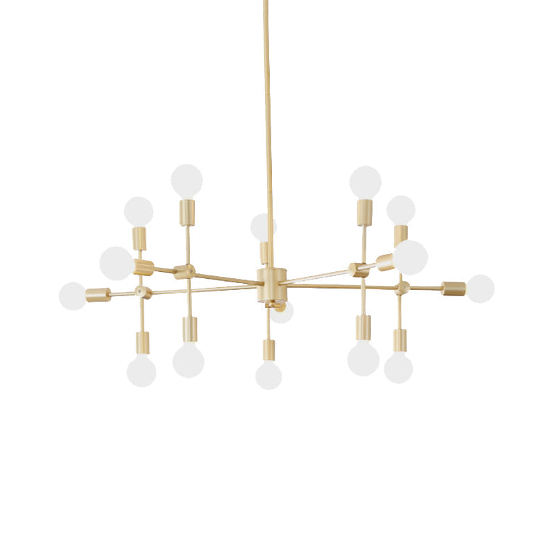 Open Bulb Dining Room Chandelier Lamp Industrial Metal 9/12 Lights Black/Brass Pendant Lighting Clearhalo 'Cast Iron' 'Ceiling Lights' 'Chandeliers' 'Industrial Chandeliers' 'Industrial' 'Metal' 'Middle Century Chandeliers' 'Rustic Chandeliers' 'Tiffany' Lighting' 137648