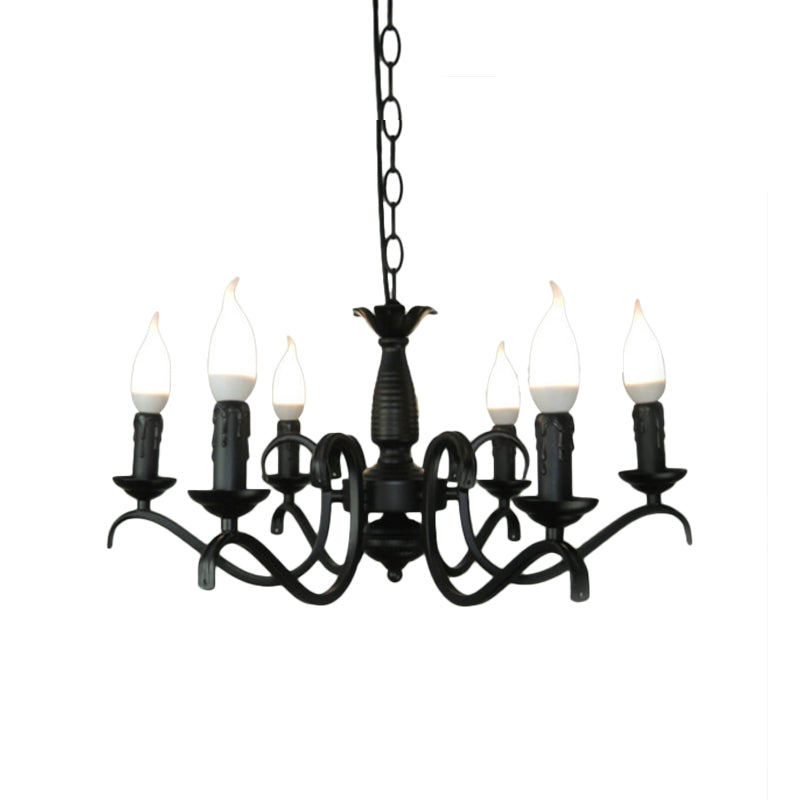 3/5 Heads Flameless Candle Chandelier Lighting Vintage Style Black Metallic Hanging Lamp for Living Room Clearhalo 'Cast Iron' 'Ceiling Lights' 'Chandeliers' 'Industrial Chandeliers' 'Industrial' 'Metal' 'Middle Century Chandeliers' 'Rustic Chandeliers' 'Tiffany' Lighting' 137813