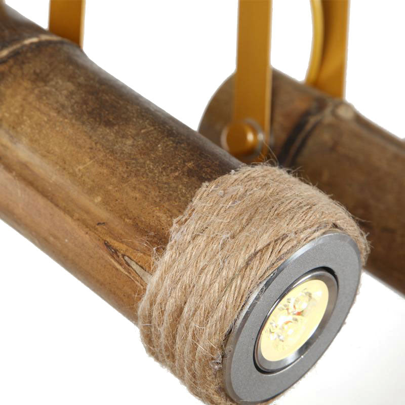 1/2/3-Light Tube Semi Flush Light Lodge Stylish Wood Metal and Bamboo Adjustable Ceiling Fixture for Restaurant Clearhalo 'Ceiling Lights' 'Close To Ceiling Lights' 'Close to ceiling' 'Semi-flushmount' Lighting' 137864