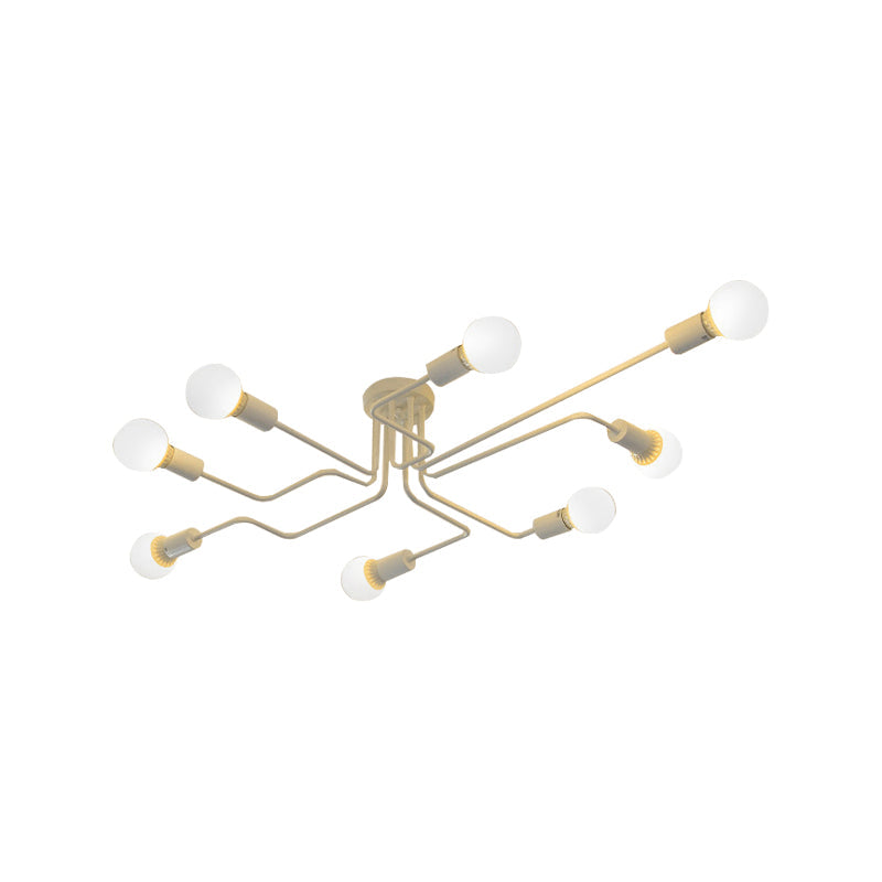 Vintage Exposed Ceiling Flush Mount 4/6-Light Metallic Semi Flush Light with Sputnik Design in Antique Brass/Black Clearhalo 'Ceiling Lights' 'Close To Ceiling Lights' 'Close to ceiling' 'Semi-flushmount' Lighting' 138222