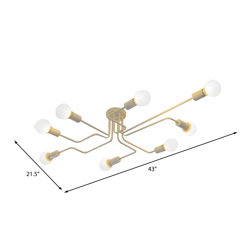 Vintage Exposed Ceiling Flush Mount 4/6-Light Metallic Semi Flush Light with Sputnik Design in Antique Brass/Black Clearhalo 'Ceiling Lights' 'Close To Ceiling Lights' 'Close to ceiling' 'Semi-flushmount' Lighting' 138223