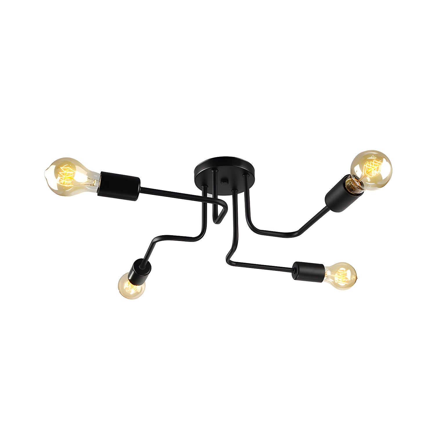 Vintage Exposed Ceiling Flush Mount 4/6-Light Metallic Semi Flush Light with Sputnik Design in Antique Brass/Black Clearhalo 'Ceiling Lights' 'Close To Ceiling Lights' 'Close to ceiling' 'Semi-flushmount' Lighting' 138235