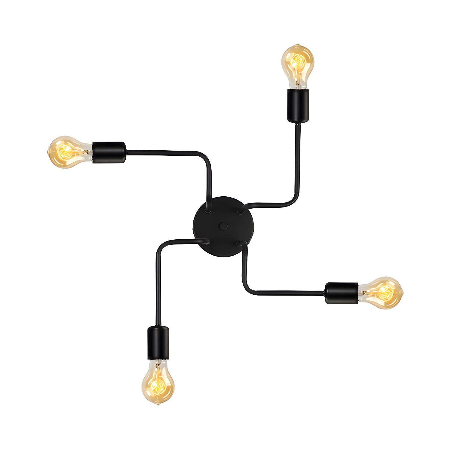 Vintage Exposed Ceiling Flush Mount 4/6-Light Metallic Semi Flush Light with Sputnik Design in Antique Brass/Black Clearhalo 'Ceiling Lights' 'Close To Ceiling Lights' 'Close to ceiling' 'Semi-flushmount' Lighting' 138236