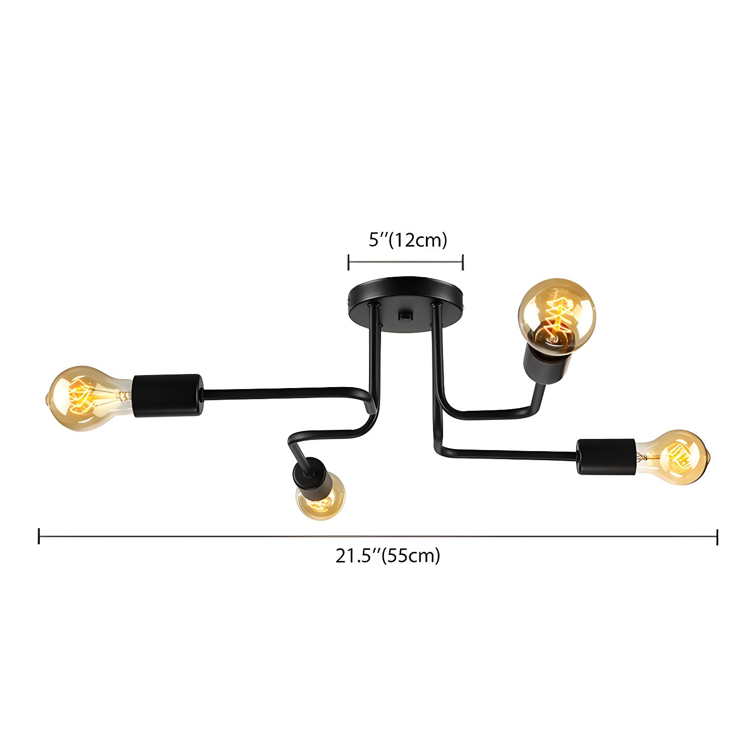 Vintage Exposed Ceiling Flush Mount 4/6-Light Metallic Semi Flush Light with Sputnik Design in Antique Brass/Black Clearhalo 'Ceiling Lights' 'Close To Ceiling Lights' 'Close to ceiling' 'Semi-flushmount' Lighting' 138237
