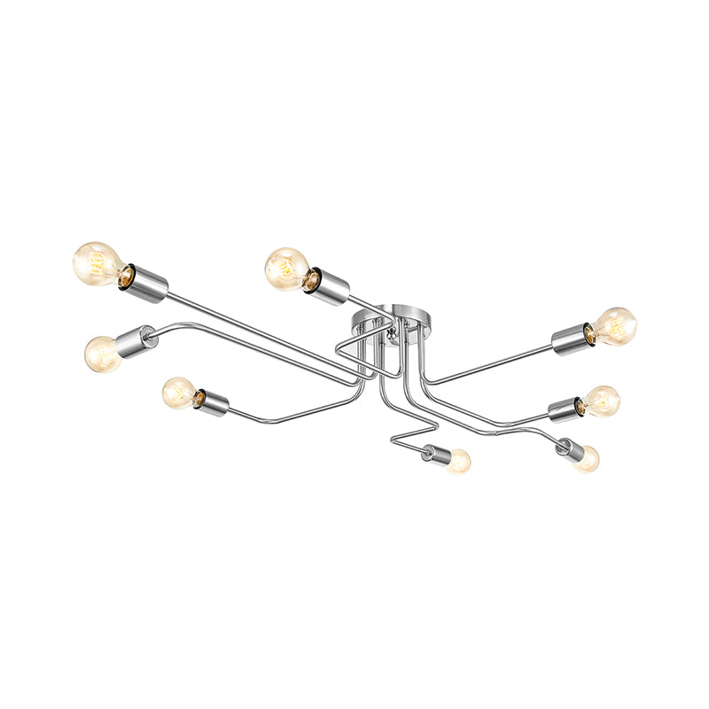 Vintage Exposed Ceiling Flush Mount 4/6-Light Metallic Semi Flush Light with Sputnik Design in Antique Brass/Black Clearhalo 'Ceiling Lights' 'Close To Ceiling Lights' 'Close to ceiling' 'Semi-flushmount' Lighting' 138250