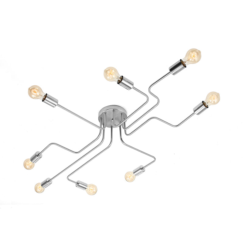 Vintage Exposed Ceiling Flush Mount 4/6-Light Metallic Semi Flush Light with Sputnik Design in Antique Brass/Black Clearhalo 'Ceiling Lights' 'Close To Ceiling Lights' 'Close to ceiling' 'Semi-flushmount' Lighting' 138251