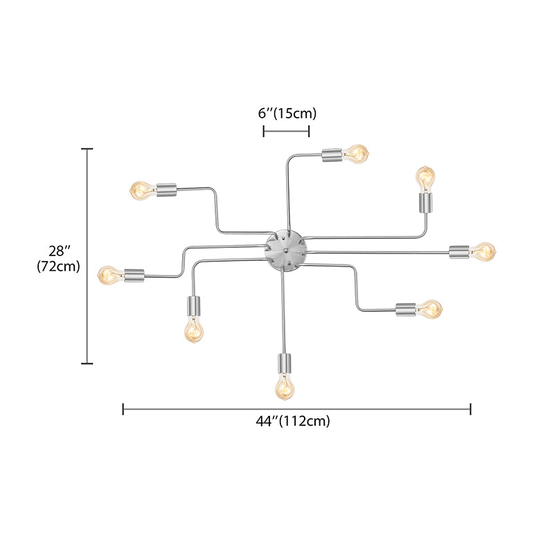Vintage Exposed Ceiling Flush Mount 4/6-Light Metallic Semi Flush Light with Sputnik Design in Antique Brass/Black Clearhalo 'Ceiling Lights' 'Close To Ceiling Lights' 'Close to ceiling' 'Semi-flushmount' Lighting' 138252