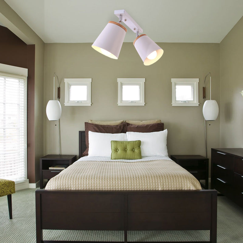 1/2/3-Bulb Semi Flush Light Modernism Tapered Shade Metal Rotatable Semi Flush Mount Light in White for Living Room 2 White Clearhalo 'Ceiling Lights' 'Close To Ceiling Lights' 'Close to ceiling' 'Semi-flushmount' Lighting' 138388