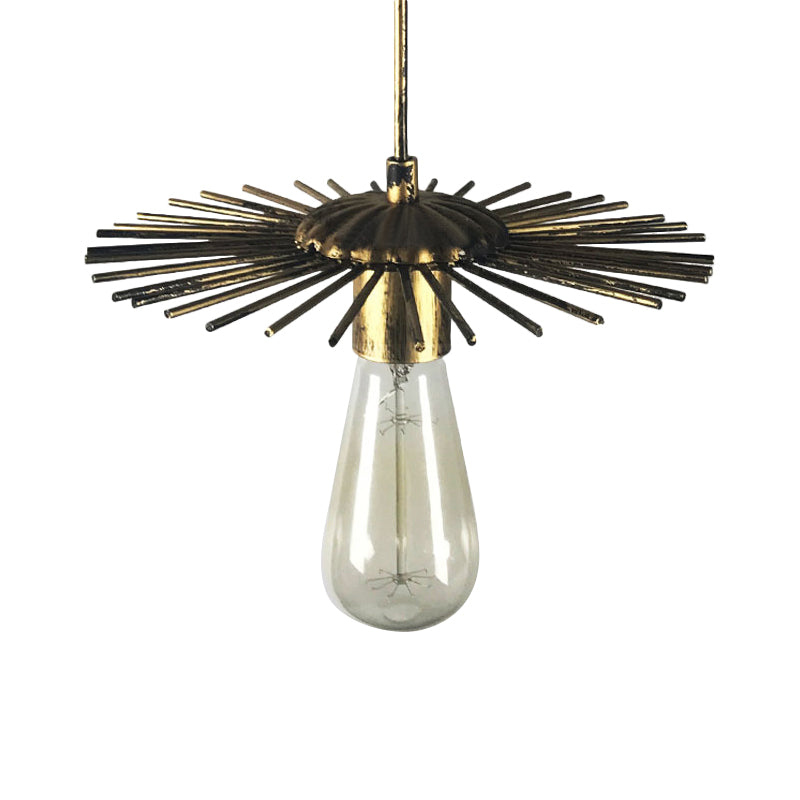 Farmhouse Style Open Bulb Pendant Light with Sputnik Design 1 Light Metal Hanging Lamp in Antique Brass/Weathered Copper Clearhalo 'Art Deco Pendants' 'Cast Iron' 'Ceiling Lights' 'Ceramic' 'Crystal' 'Industrial Pendants' 'Industrial' 'Metal' 'Middle Century Pendants' 'Pendant Lights' 'Pendants' 'Tiffany' Lighting' 138596