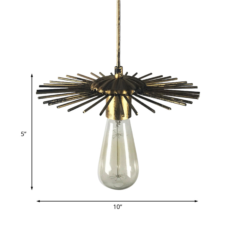 Farmhouse Style Open Bulb Pendant Light with Sputnik Design 1 Light Metal Hanging Lamp in Antique Brass/Weathered Copper Clearhalo 'Art Deco Pendants' 'Cast Iron' 'Ceiling Lights' 'Ceramic' 'Crystal' 'Industrial Pendants' 'Industrial' 'Metal' 'Middle Century Pendants' 'Pendant Lights' 'Pendants' 'Tiffany' Lighting' 138597