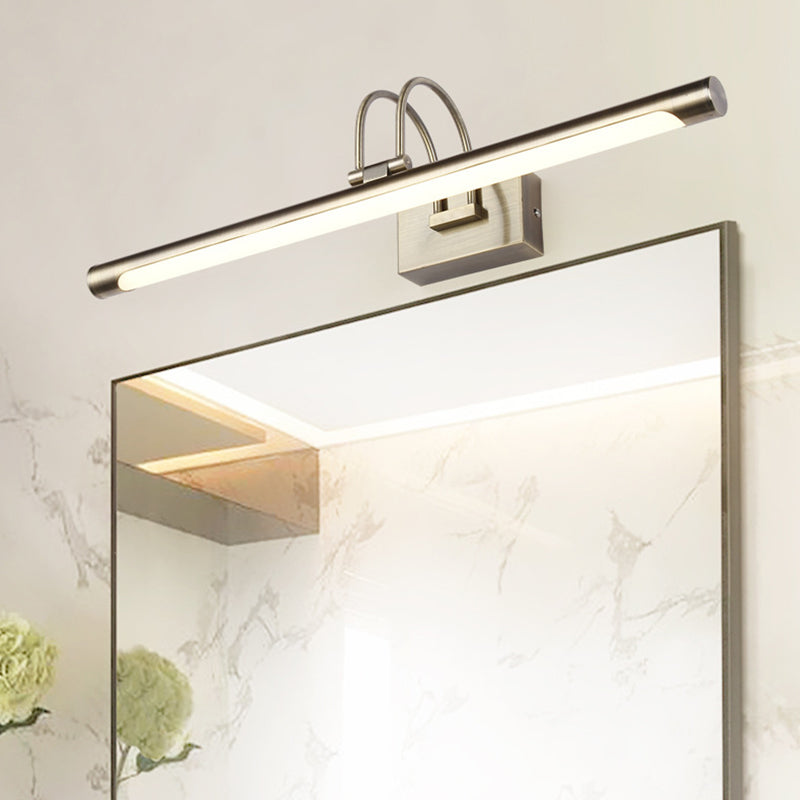 Metallic Arc Vanity Light Fixture Modern Stylish 16.5"/20.5" W LED Nickel Finish Wall Lamp with Acrylic Shade Nickel Clearhalo 'Modern wall lights' 'Modern' 'Vanity Lights' 'Wall Lights' Lighting' 139097