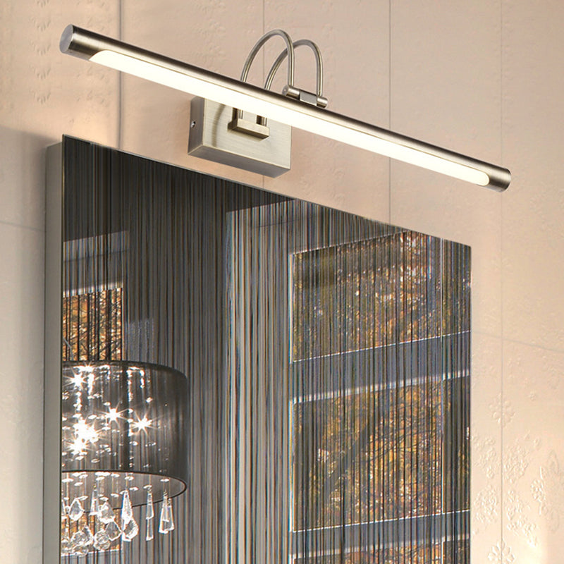 Metallic Arc Vanity Light Fixture Modern Stylish 16.5"/20.5" W LED Nickel Finish Wall Lamp with Acrylic Shade Clearhalo 'Modern wall lights' 'Modern' 'Vanity Lights' 'Wall Lights' Lighting' 139098
