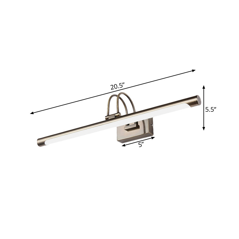 Metallic Arc Vanity Light Fixture Modern Stylish 16.5"/20.5" W LED Nickel Finish Wall Lamp with Acrylic Shade Clearhalo 'Modern wall lights' 'Modern' 'Vanity Lights' 'Wall Lights' Lighting' 139101