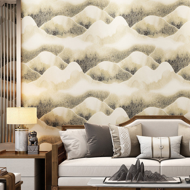 Soft Color Mountain Ranges Wallpaper Moisture Resistant Wall Covering for Bedroom Clearhalo 'Modern wall decor' 'Modern' 'Wallpaper' Wall Decor' 1391166