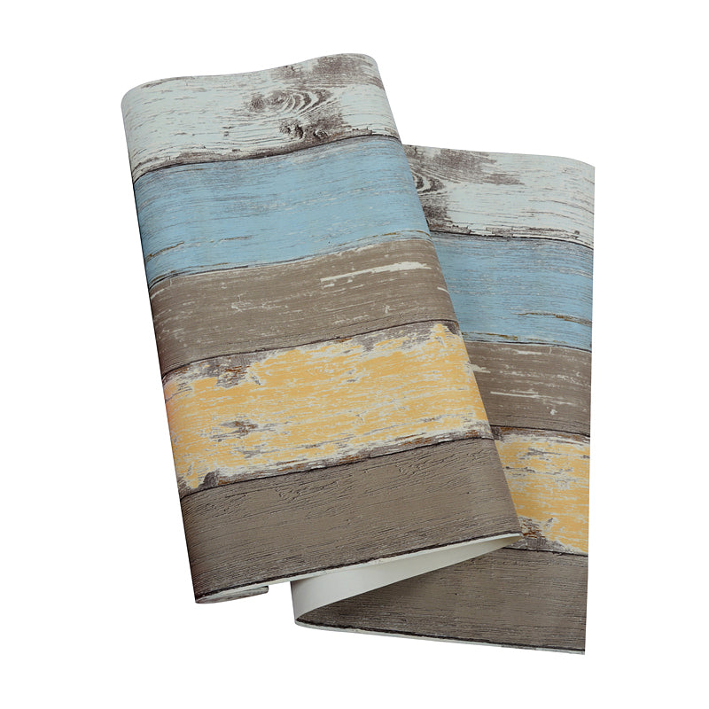 Colorful Wood Planks Wallpaper Roll Stain-Resistant Country Style Living Room Wall Decor Clearhalo 'Country wall decor' 'Rustic' 'Wallpaper' Wall Decor' 1391372