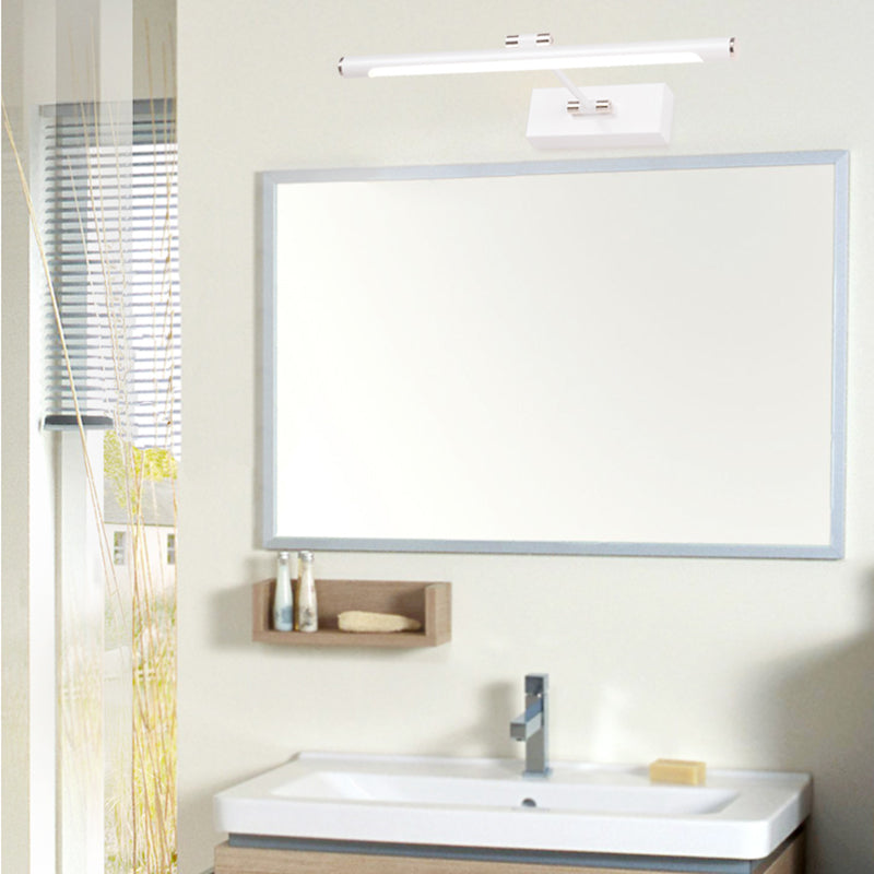 Black/White Tubed Vanity Wall Sconce Contemporary LED Acrylic Wall Lamp for Bathroom, 16.5"/18" Wide Clearhalo 'Cast Iron' 'Glass' 'Industrial' 'Modern wall lights' 'Modern' 'Tiffany' 'Traditional wall lights' 'Vanity Lights' 'Wall Lights' Lighting' 139152