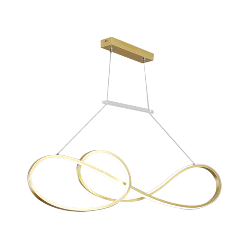 Metal Twisted Line Pendant Chandelier Nordic Style Black/White/Gold LED Pendulum Lamp for Dining Room, Warm/White Light Clearhalo 'Ceiling Lights' 'Chandeliers' 'Modern Chandeliers' 'Modern' Lighting' 1391522
