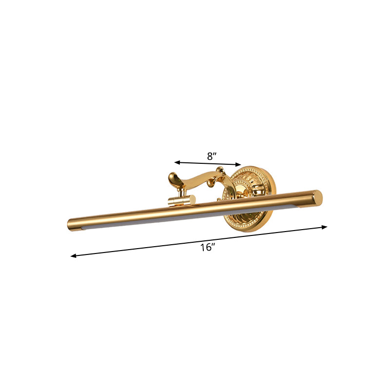 Linear Metallic Vanity Wall Light Modernist Style 16"/21.5" Wide LED Brass/Gold Finish Wall Mount Lighting over Mirror Clearhalo 'Cast Iron' 'Glass' 'Industrial' 'Modern wall lights' 'Modern' 'Tiffany' 'Traditional wall lights' 'Vanity Lights' 'Wall Lights' Lighting' 139167