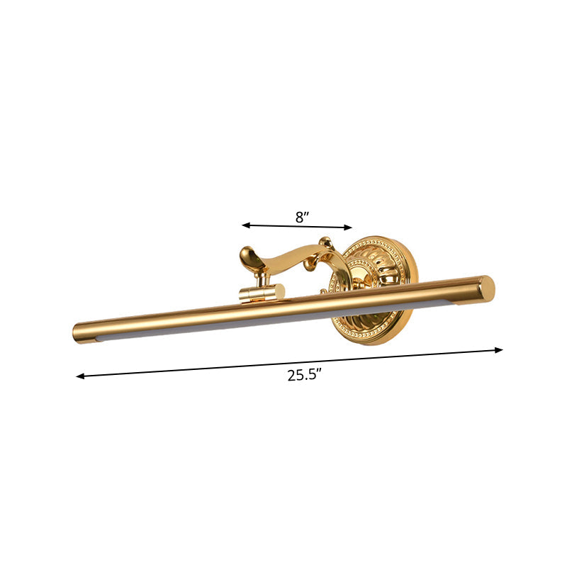 Linear Metallic Vanity Wall Light Modernist Style 16"/21.5" Wide LED Brass/Gold Finish Wall Mount Lighting over Mirror Clearhalo 'Cast Iron' 'Glass' 'Industrial' 'Modern wall lights' 'Modern' 'Tiffany' 'Traditional wall lights' 'Vanity Lights' 'Wall Lights' Lighting' 139169